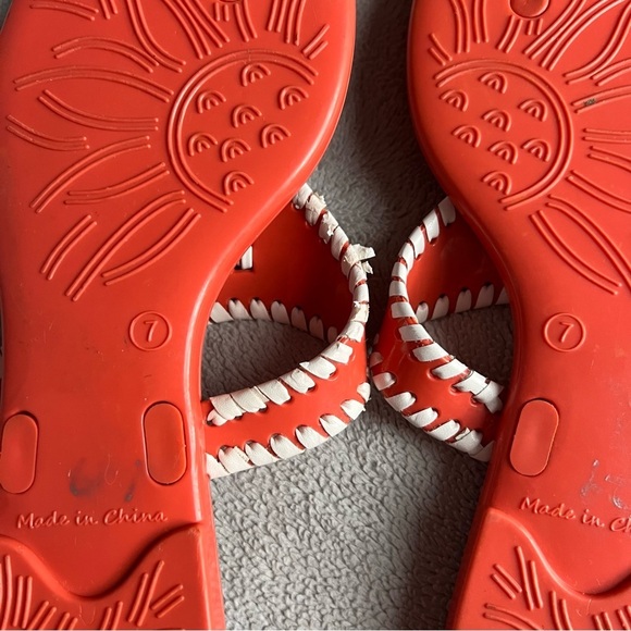 Jack Rogers Alana Jelly Slip-On Whipstitch Tassel Thong Flip Flop Sandals Coral - Picture 10 of 12